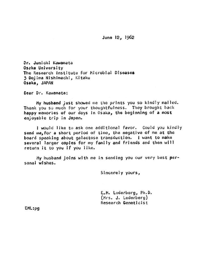 66-69 EML to Junichi Kawamata OsakaU (request photo gal transduction) 6-12-62